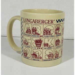 Longaberger Baskets Alphabet Coffee Mug Vintage Ivory 9 oz Dresden Ohio Ceramic